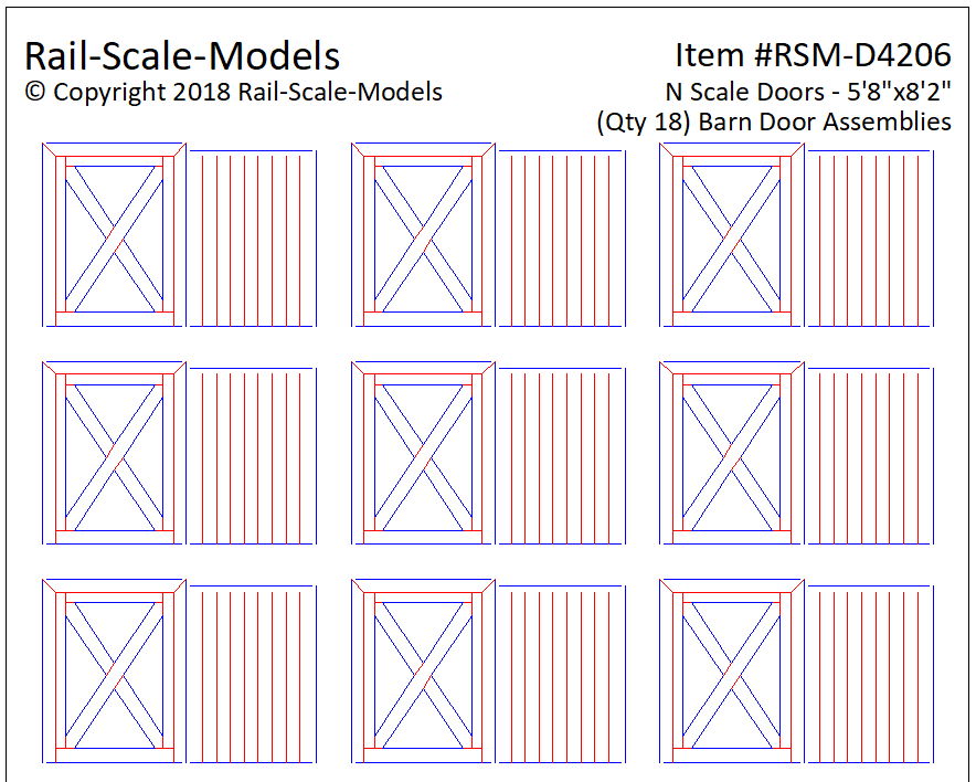 N Scale Barn Door Assemblies 5ft 8in x 8ft 2in